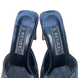 J. Renee Womens Black Iridescent Snake-Print Square-Toe Slide Heels Size 8.5