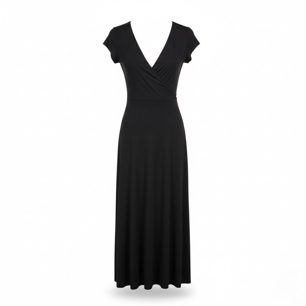 Banana Republic Womens Black Wrap Maxi Dress Comfortable & Flowy Sz M