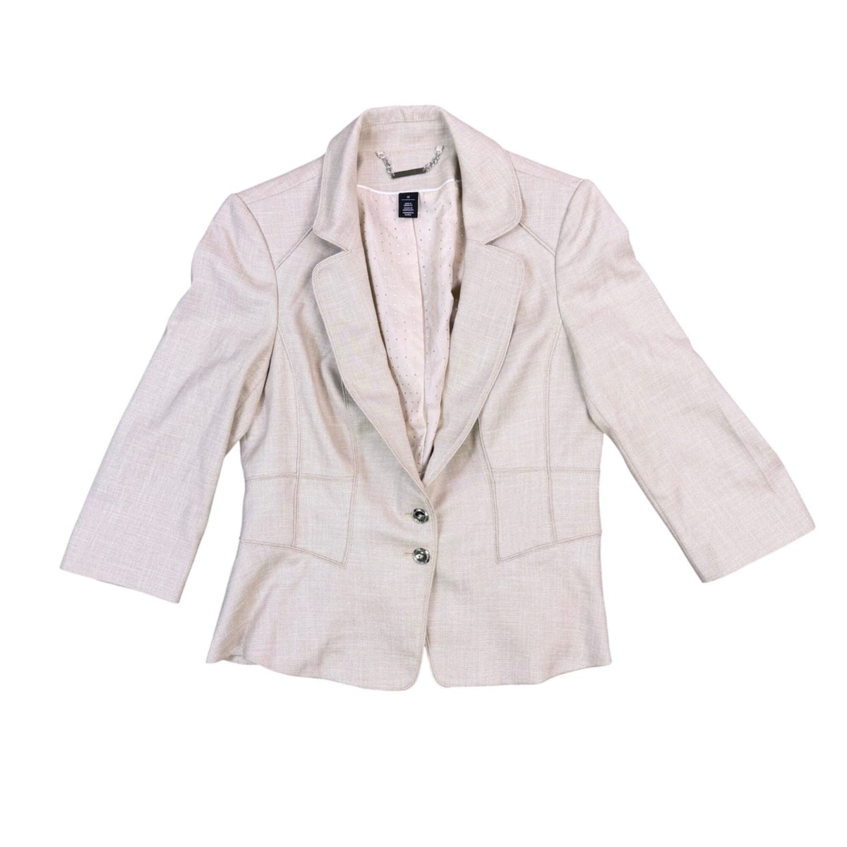 White House Black Market Womens Beige Linen Blend Blazer Jacket Size 10