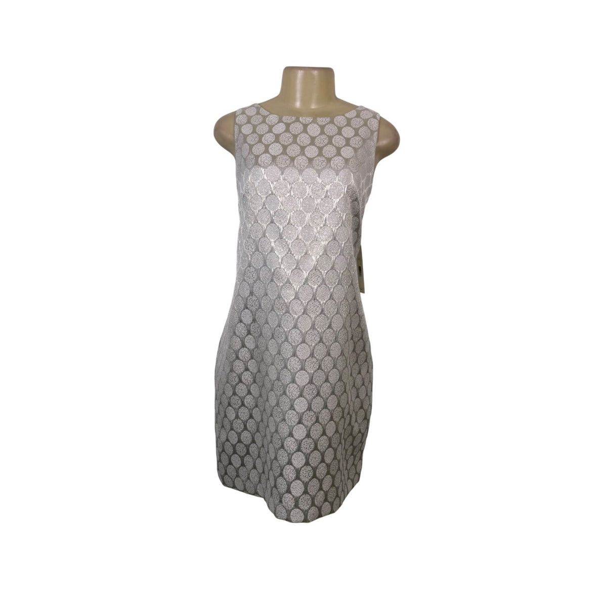 Eliza J Womens Silver Polka Dot Sleeveless Cocktail Dress Metallic Blend Size14P