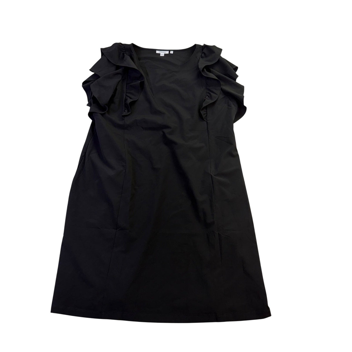 Chicos Womens Black Ruffle Sleeve A-Line Dress Elegant Style Size 16 
