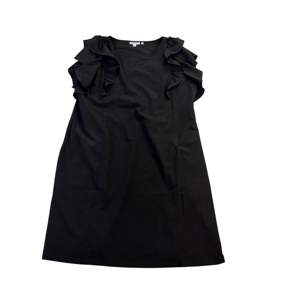Chicos Womens Black Ruffle Sleeve A-Line Dress Elegant Style Size 16 