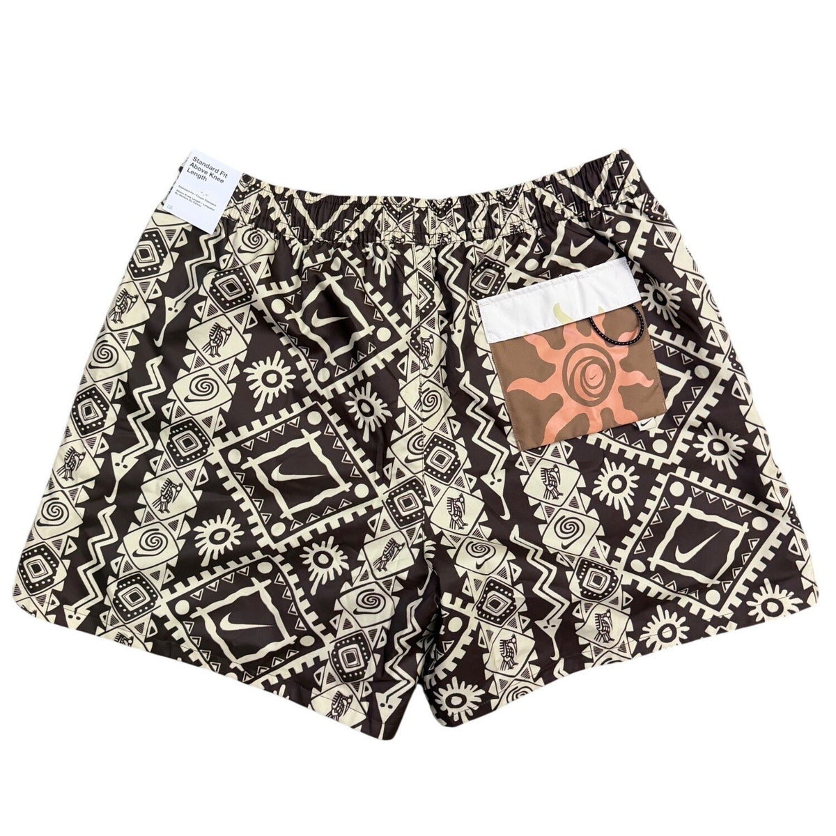 Nike Mens Black White Swim Trunks Standard Fit Above-Knee Geometric Print Sz XL