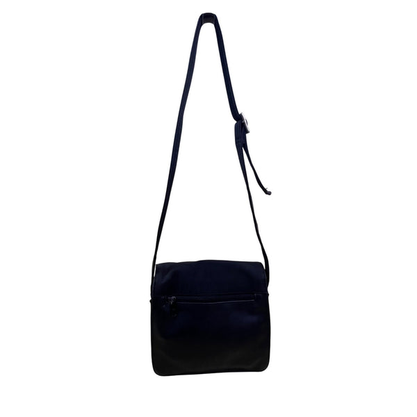 Liz Claiborne Women’s Black Faux Leather & Nylon Adjustable Strap Crossbody Bag