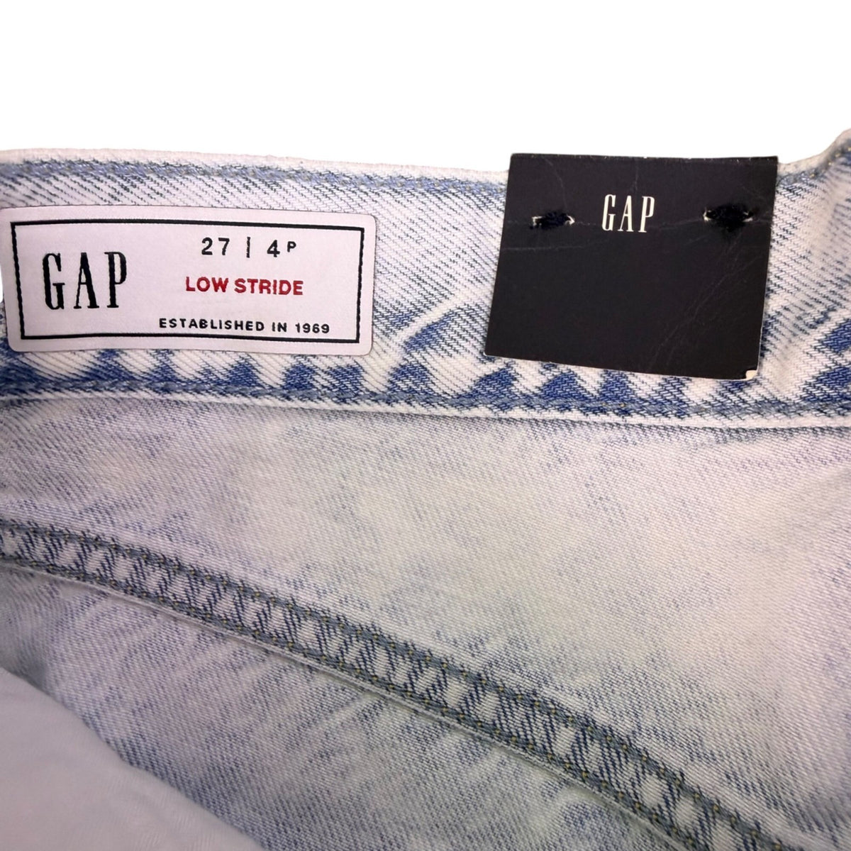 Gap Womens Light Wash Distressed Straight-Leg Jeans Petite Low Stride Size 27