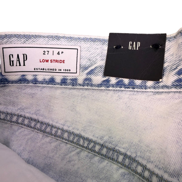 Gap Womens Light Wash Distressed Straight-Leg Jeans Petite Low Stride Size 27