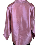 Nina McLemore Metallic Pink Jacket Long Sleeves Wide Collar Hidden Front Women
