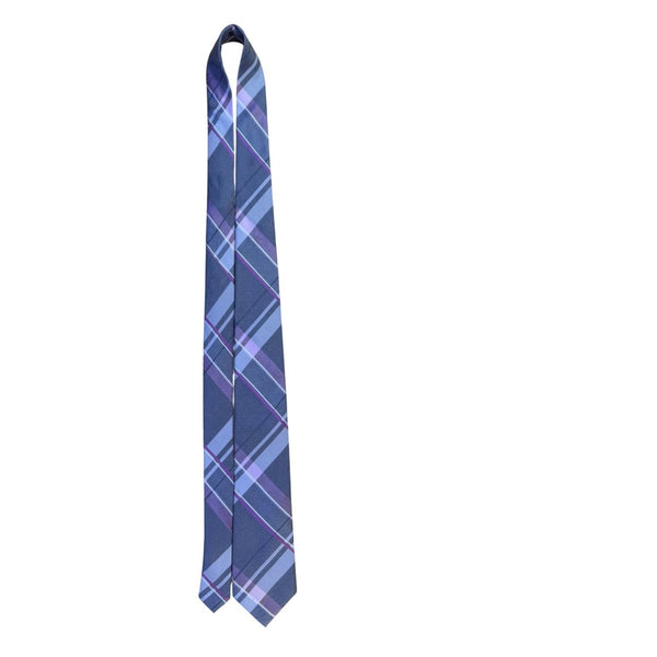Michael Kors Mens Blue & Purple Plaid Silk Blend Neck Tie Elegant Business Style