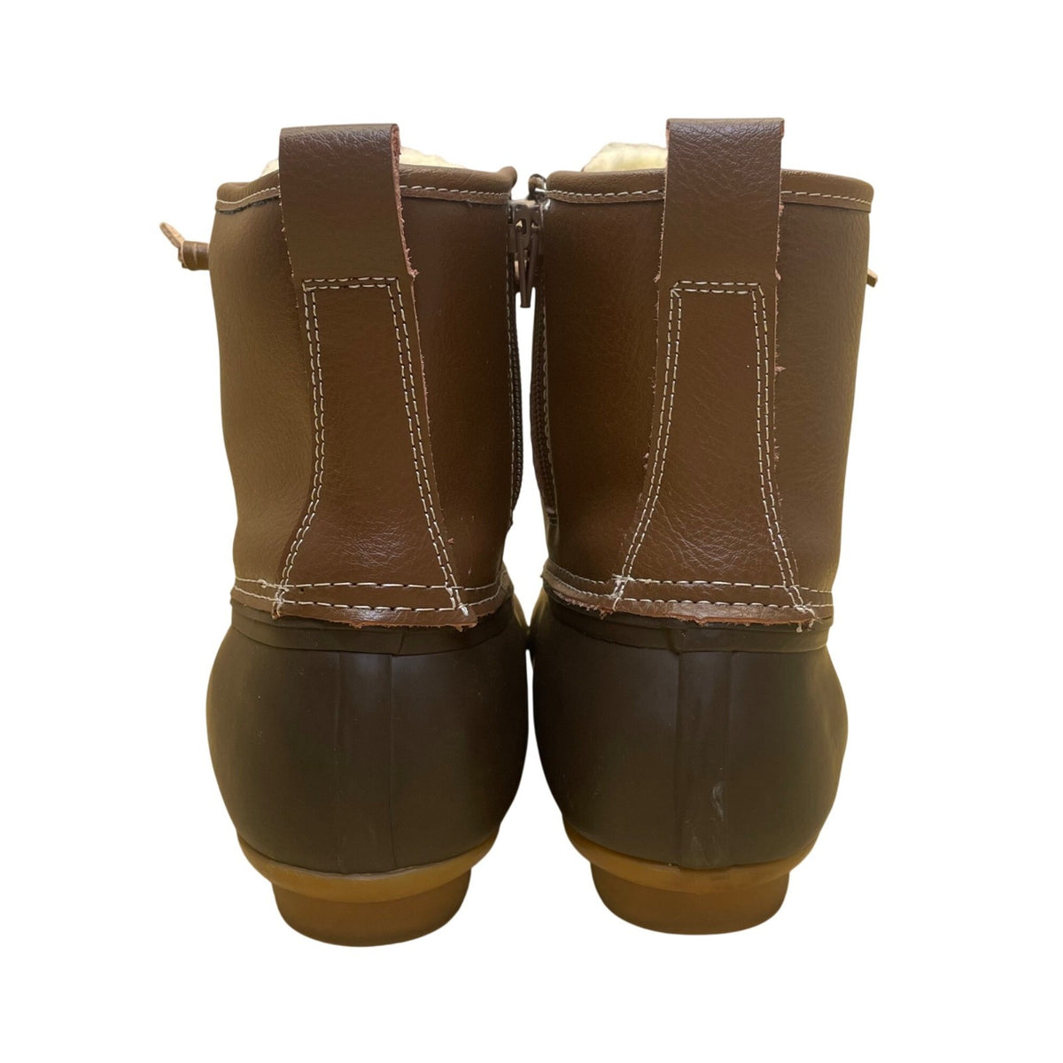Serra Women’s Brown Leather Faux Fur-Lined Insulated Waterproof Duck Boots Sz 9