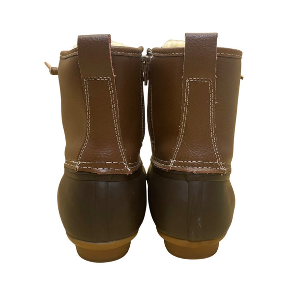 Serra Women’s Brown Leather Faux Fur-Lined Insulated Waterproof Duck Boots Sz 9