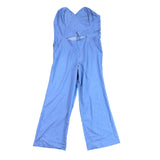 Fashion Nova Womens Blue Strapless Culotte Jumpsuit With Open Circle Size M
