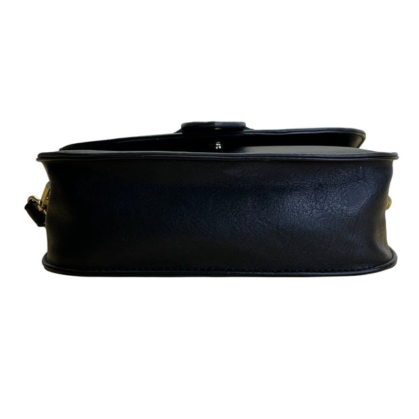 Sole Society Black Faux Leather Adjustable Strap & Snap Closure Crossbody Bag