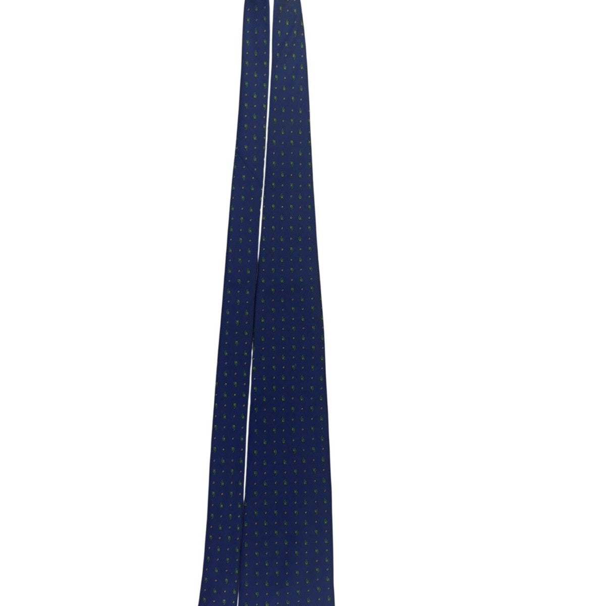 Aquascutum Mens Blue Silk Tie Green Paisley Pattern Lightweight Elegant Design