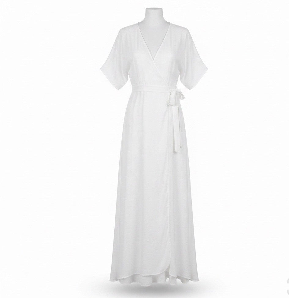 Reformation Womens Ivory Wrap Maxi Dress Lightweight & Flowy Elegant Style Sz XS
