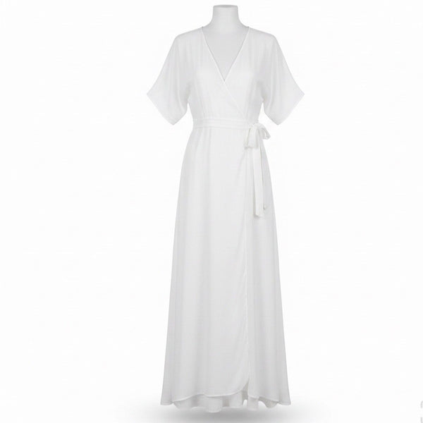 Reformation Womens Ivory Wrap Maxi Dress Lightweight & Flowy Elegant Style Sz XS