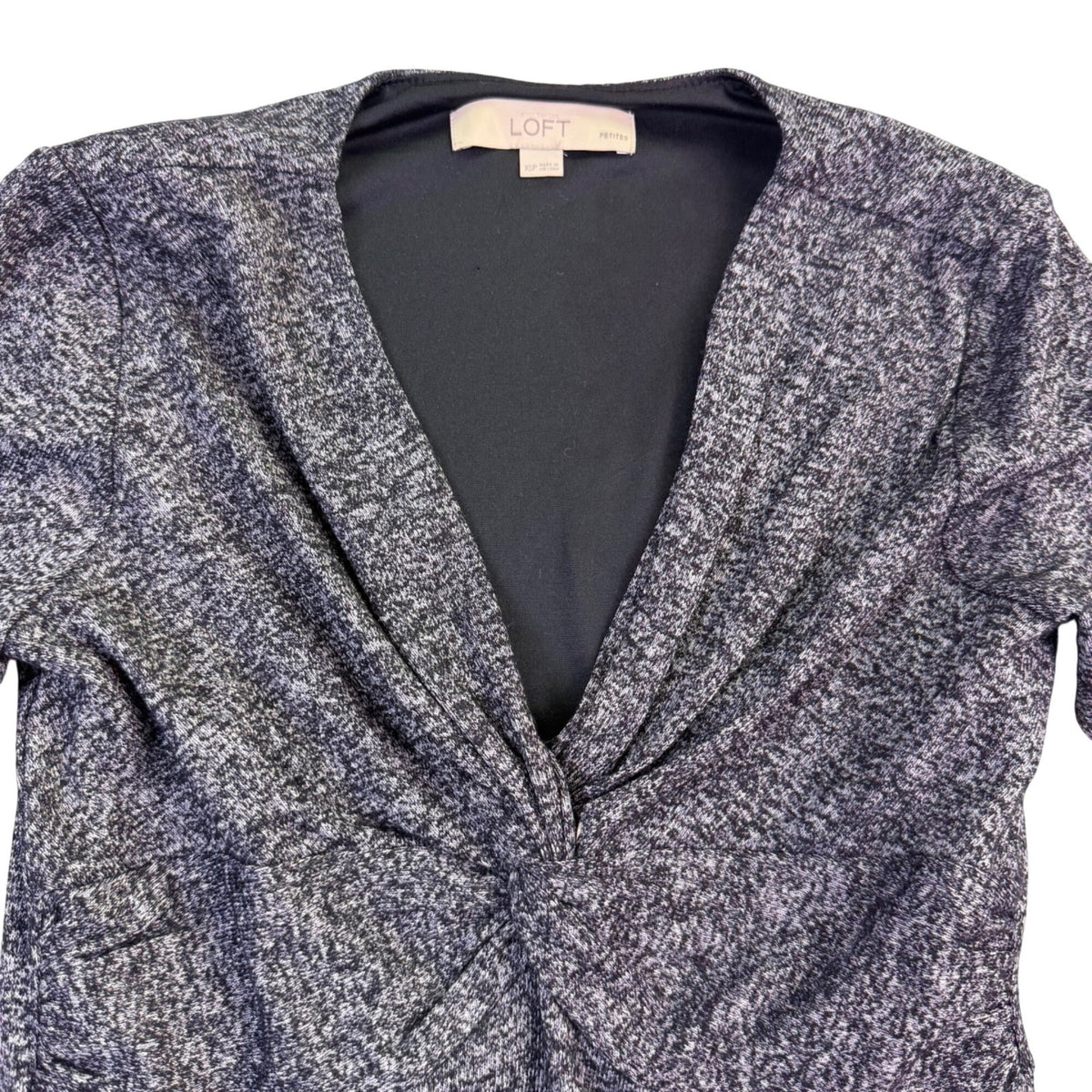 Loft Womens Gray Black Knit Twist Front Dress Petite Size XSP