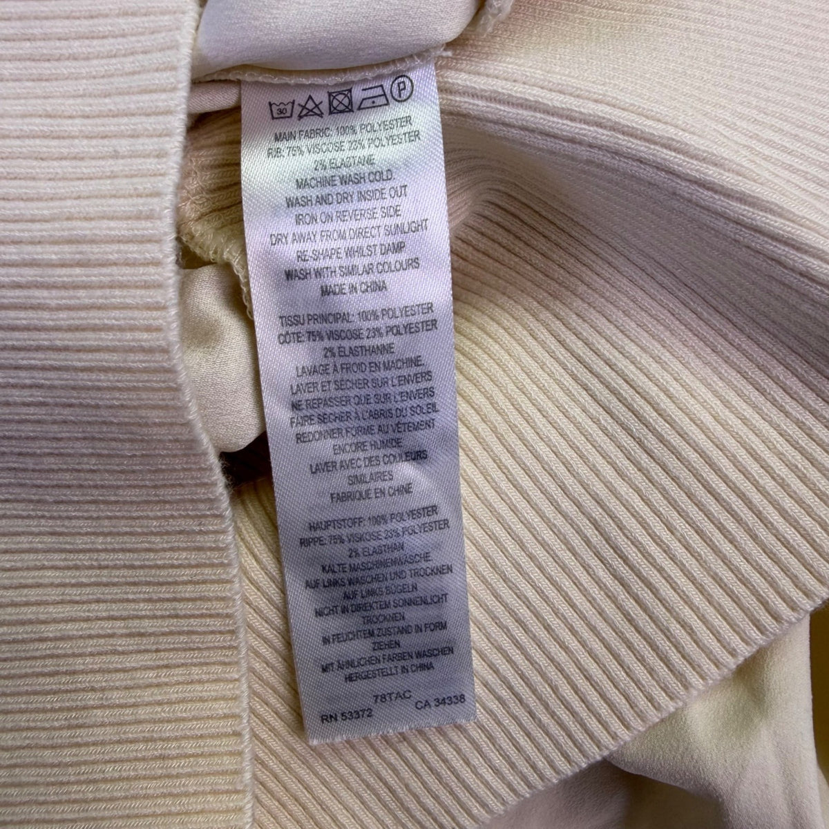 French Connection Womens Beige Puff Sleeve Blouse Lightweight Crewneck Sz M 