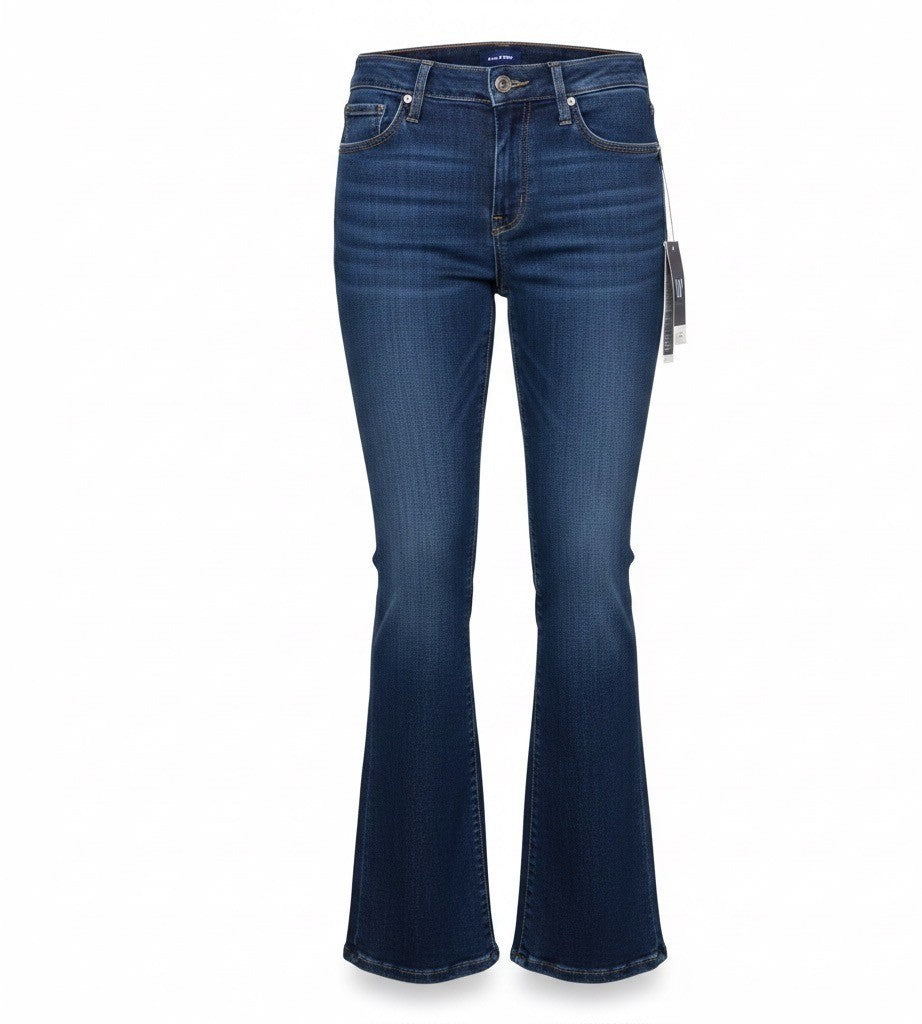 Gap Womens Dark Denim Jeans Long & Lean Flare Mid Rise Stretch Size Leg 32/14R