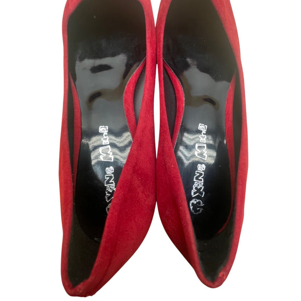 Xin Ma Women’s Red Faux Suede Slip-On Pointed Toe Ballet Low Heels Size 25
