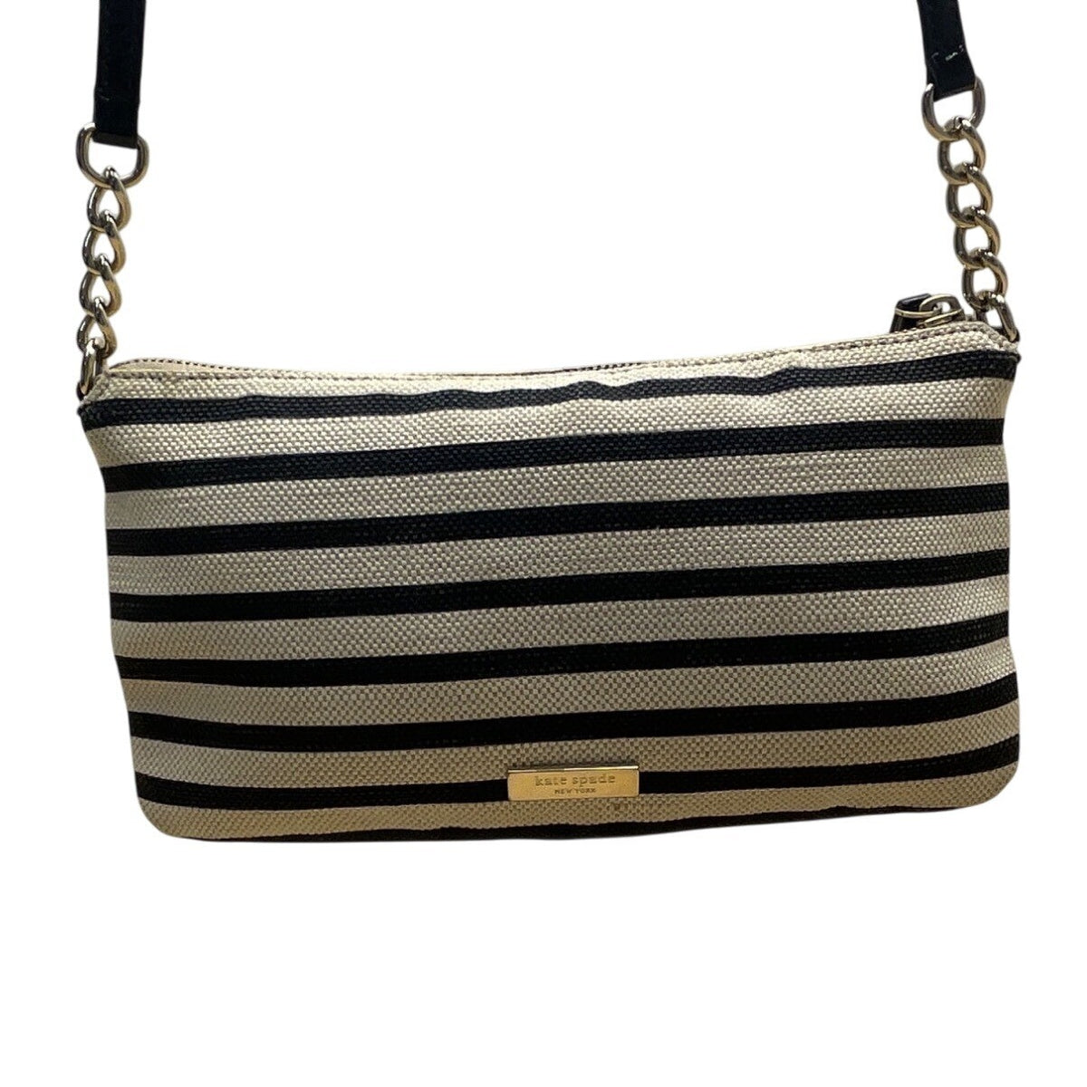 Kate Spade New York Black & Beige Patent Leather Bow Accent Crossbody Bag Sz S