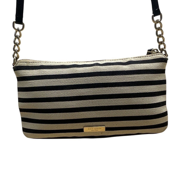 Kate Spade New York Black & Beige Patent Leather Bow Accent Crossbody Bag Sz S