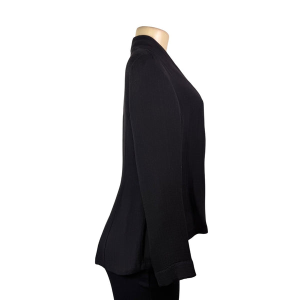 Eileen Fisher Womens Black Silk Open-Front Jacket Minimalist Design Sz XS