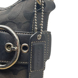 Coach Women’s Black Monogram & Leather Details Adjustable Strap Shoulder Bag