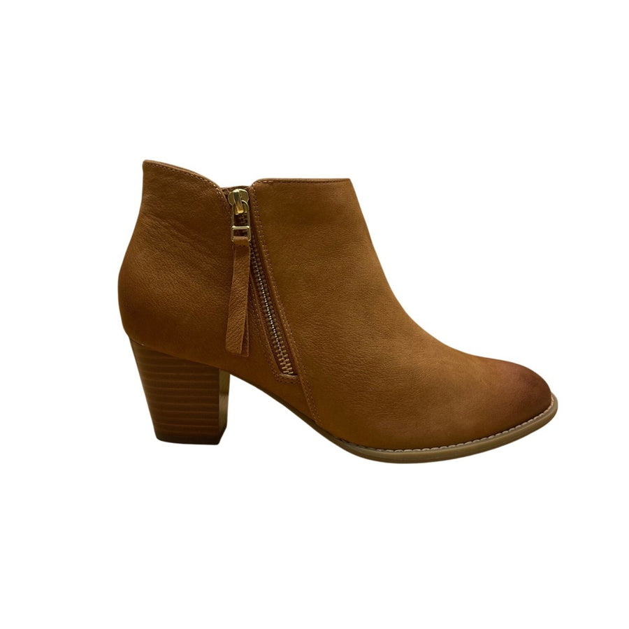 Vionic Women’s Brown Leather Side Sterling Saddle Heeled Ankle Booties Size 9.5