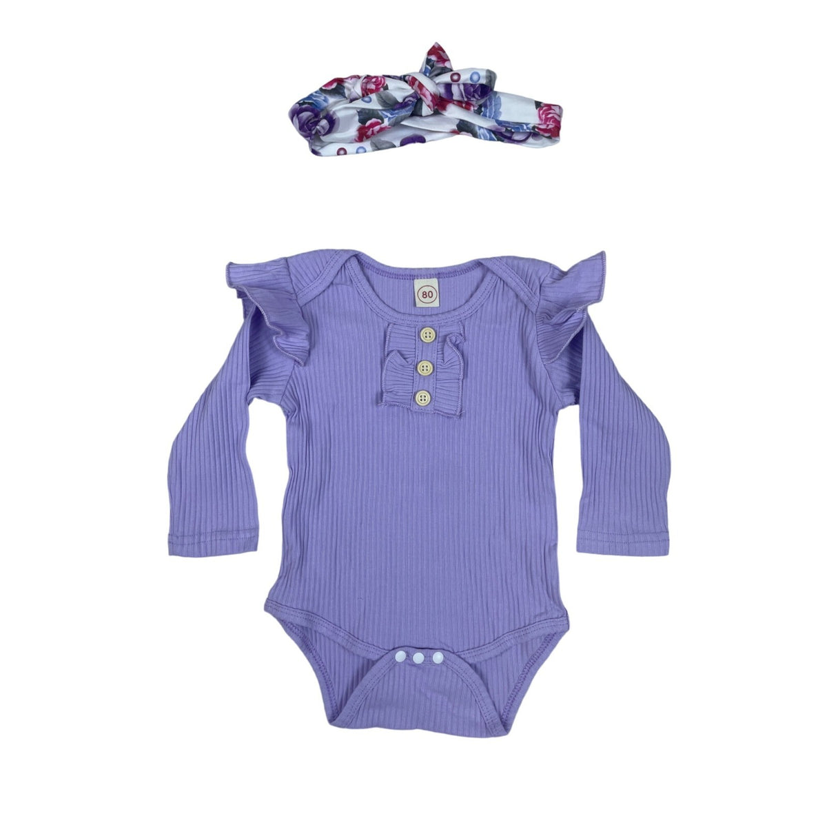 Shenzhen Toddler Girl's Green and Purple 3-Piece Florals Set Sz 3-6M