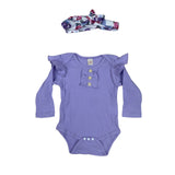 Shenzhen Toddler Girl's Green and Purple 3-Piece Florals Set Sz 3-6M