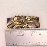 Vintage Large Artisan Mixed Metal Pin Brooch Abstract Brass Copper Handmade Uniq