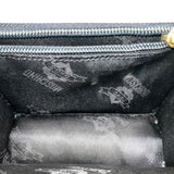 Moschino Women’s Light Blue Leather Gold Logo Hardware Structured Clutch Handbag