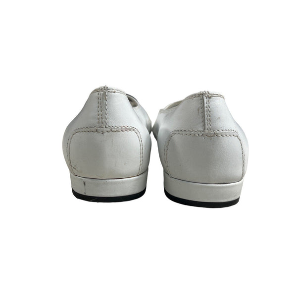 Grupo Italiano Women's White Leather Stitching Sole Flat Slippers Sz 7