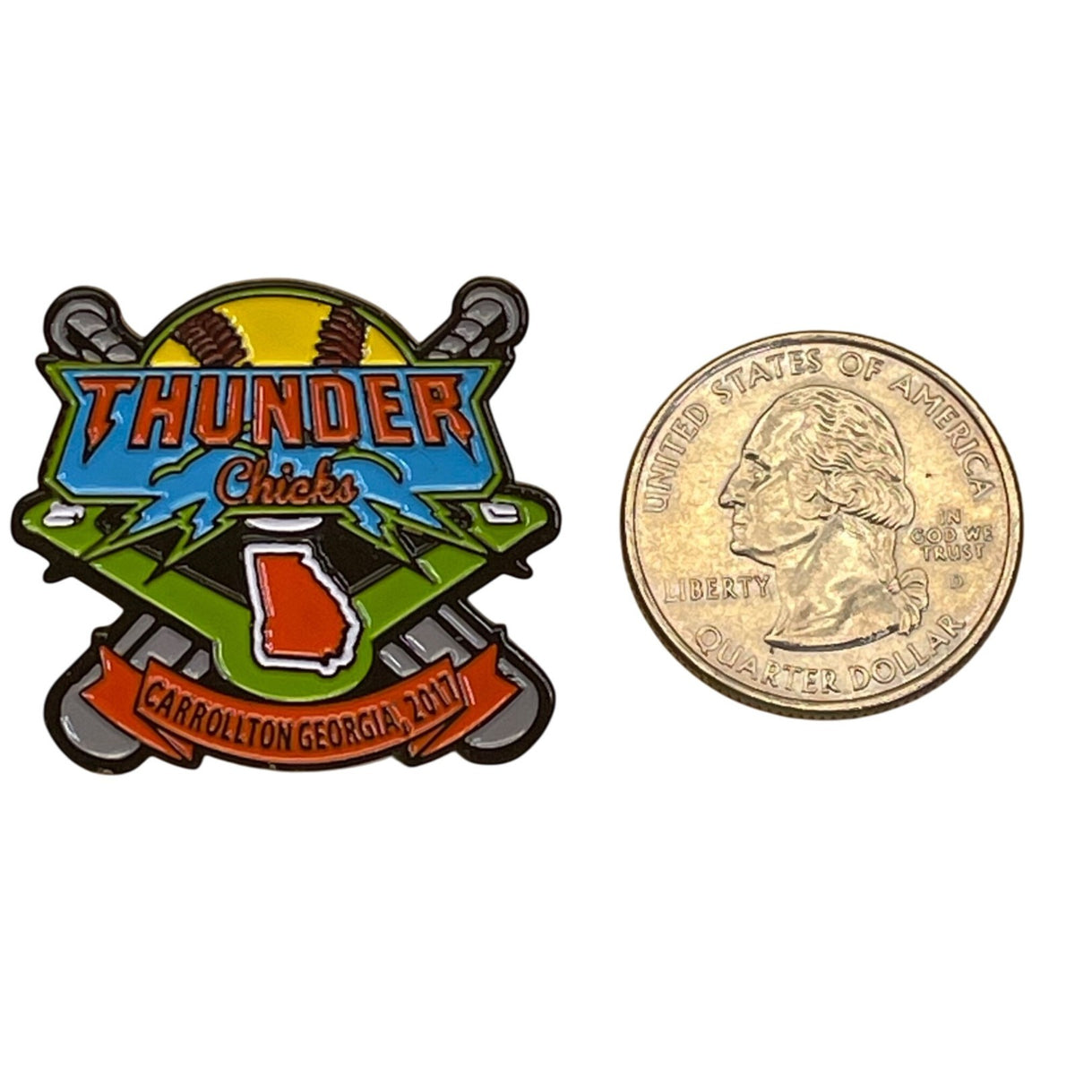 Thunder Chicks Carrollton Georgia 2017 Softball Enamel Pin With Rubber Backing