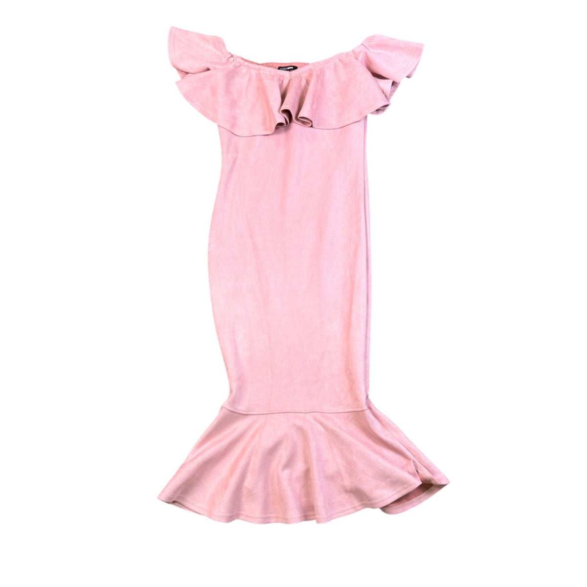 Fashion Nova Womens Pink Off Shoulder Ruffle Cocktail Mermaid Dress Size M