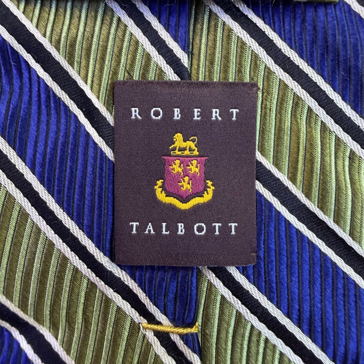 Robert Talbott Mens Blue & Green 100% Silk Striped Pattern Necktie