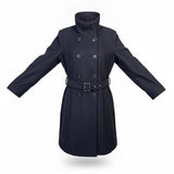 Black Rivet Womens Black Double Breasted Belted Peacoat Warm Stylish Size 1X