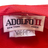 Adolfo II Womens Red Straw Feather-Accent Hat