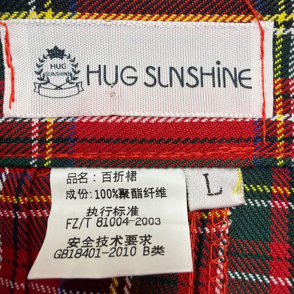 Hug Sunshine Womens Red Plaid Blazer & Pleated Skirt Set Sz L