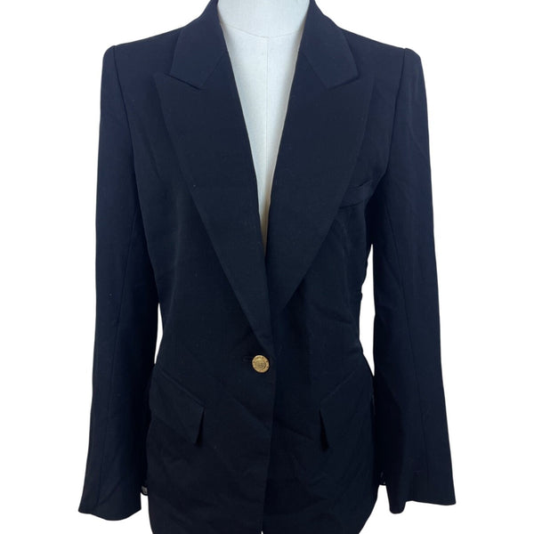 The Base Women's Black Blazer Gold Button Detail