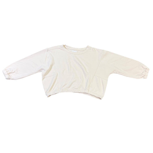 Anthropologie Womens Beige Cotton Cropped Long Sleeve Top Size S