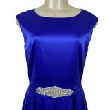 Tahari Vintage-Style Royal Blue Sleeveless Evening Gown Embellished Waist Size 6