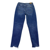 American Eagle Womens Blue Denim Short Strigid Raw Hem Straight Leg Jeans Sz 4 