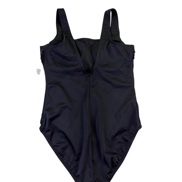 Lands End Womens Black Nylon/Spandex One Piece Swimsuit Stylish Fit Size 14