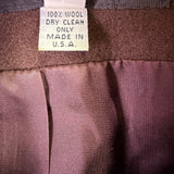 New Frontier Women’s Brown Wool Jacket Leather Trim Zip Front Vintage Size L 