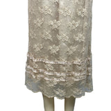 Soft Surroundings Women's Beige With Pink Lace Ribbon Long Skirt Sz M