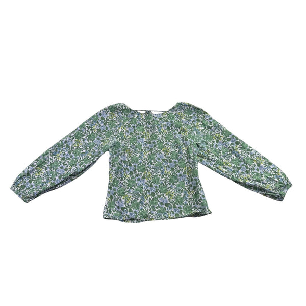 J.Crew Womens Green Floral Long Sleeve Blouse Lightweight Top