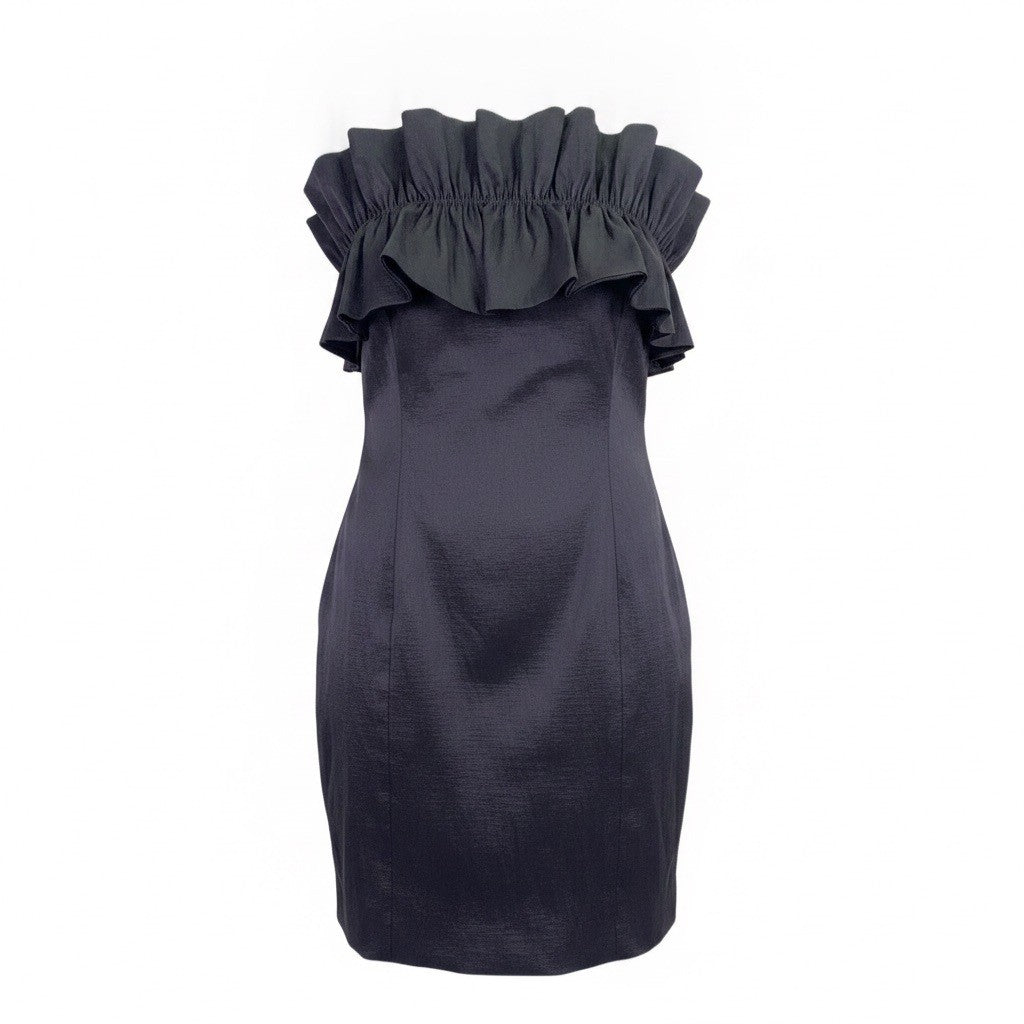 Thirty Thirty L.A. Womens Black Polyester Ruffled Strapless Dress Size M
