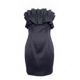 Thirty Thirty L.A. Womens Black Polyester Ruffled Strapless Dress Size M