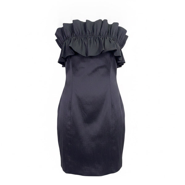 Thirty Thirty L.A. Womens Black Polyester Ruffled Strapless Dress Size M